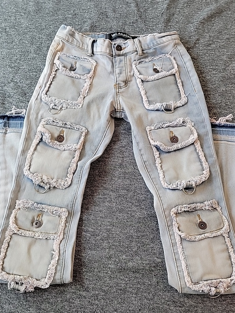 Valabasas Jeans Men's 30 Denim Stacked Stretch Flare Cargo Streetwear Grunge‎